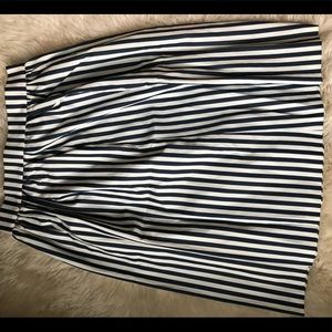 Nautical Blue & White Striped Midi Skirt